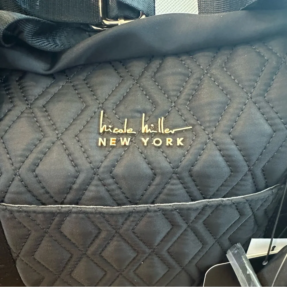 New! Nicole Miller Quilted Black Diaper Duffle Bag